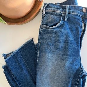 MOTHER jeans -stretch ankle fringe length